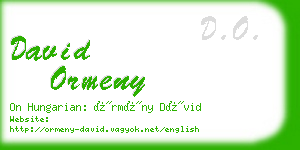 david ormeny business card